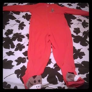 Red Adult Onesie Sock Monkey